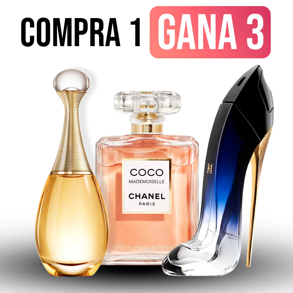 Kit 3 Perfumes - Coco Mademoiselle de Chanel | Good Girl de Carolina Herrera | Dior J'adore